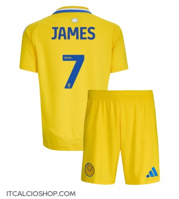 Leeds United Daniel James #7 Seconda Maglia Bambino 2024-25 Manica Corta (+ Pantaloni corti)